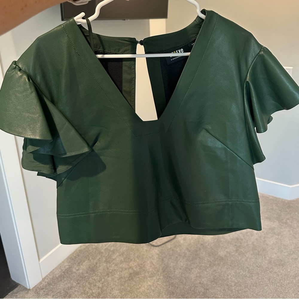 Maeve Cropped Ruffle-Sleeve Blouse